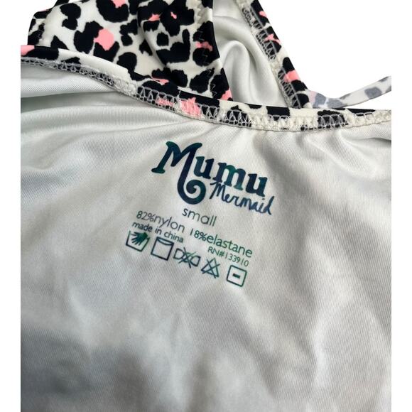 Mumu Mermaid leopard print lace up chest halter one piece swimsuit small NWOT - Picture 5 of 5